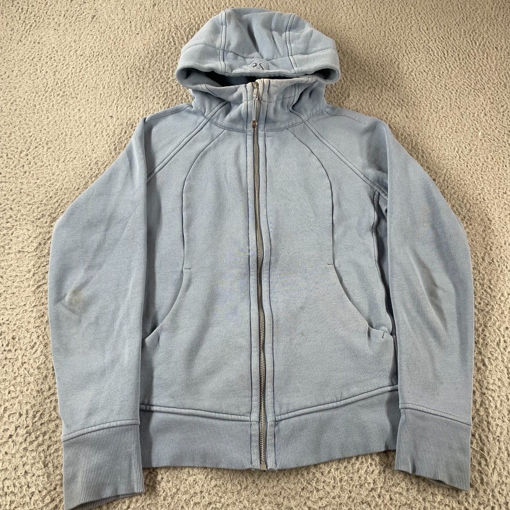 Lululemon Women's Size 8 LW4AFPS Blue Scuba Full Zip Hoodie Jacket Hooded Top